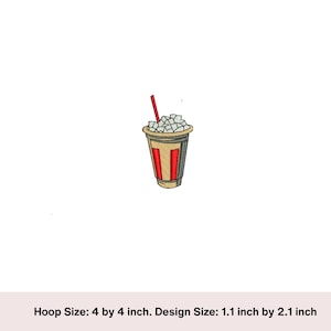 Soda machine embroidery design, cup of fizzy pop embroidery design. Drink embroidery, Digital download. Cinema cup embroidery design