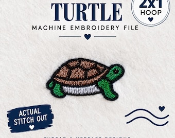 1" Turtle machine embroidery digital download. Mini embroidery design.