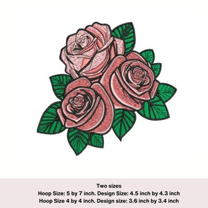 Rose Bouquet Embroidery Design: Floral Machine Embroidery (Digital Download)