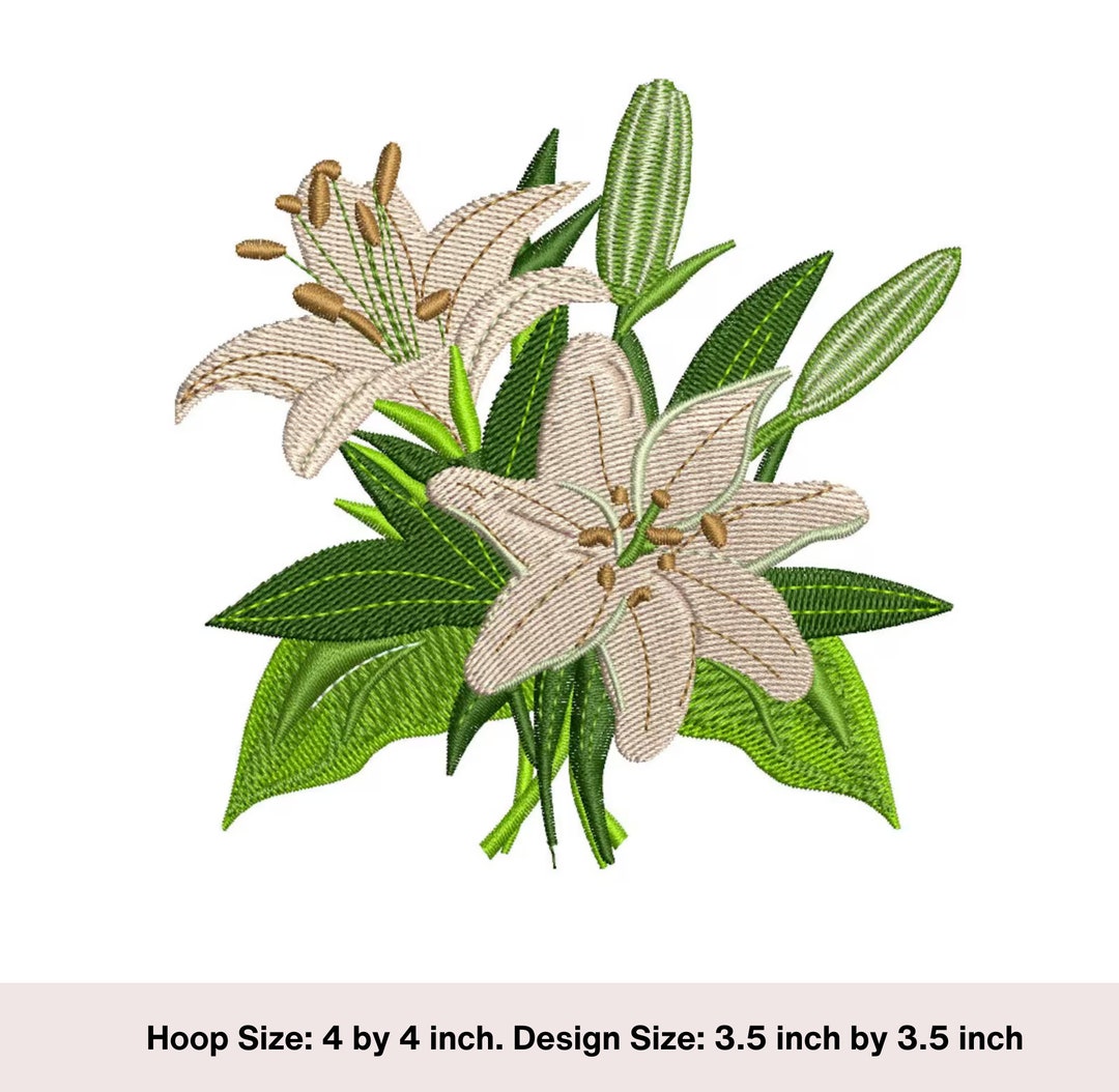 Beautiful Lilies Embroidery Design Flower Embroidery Floral Embroidery