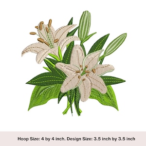 Lily Bouquet Embroidery Design: Floral Machine Embroidery (Digital Download)