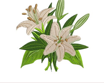 Beautiful lilies embroidery design Flower embroidery Floral embroidery design Lilly bouquet digital download Machine embroidery design