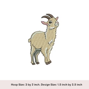Goat Machine Embroidery Design: Farm Animal (3x2 Hoop) (Digital Download)