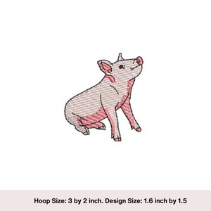 Pig Embroidery Design for Sewing Projects -Pig machine embroidery design -Farm animal embroidery design size 3 by 2 hoop -digital download