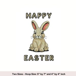 Happy Easter embroidery design. Adorable Bunny Rabbit easter machine embroidery design. Digital download Rabbit embroidery Easter bunny