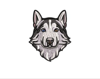 Husky Embroidery design, Husky dog embroidery digital download. Machine Embrodiery design dog embroidery design. 4 by 4 hoop embroidery