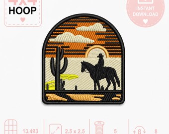 Western scenery embroidery patch 4x4 Machine Embroidery Design,Digital Download