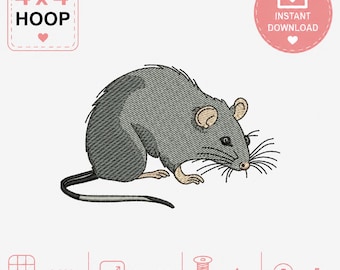 Rat Machine Embroidery Design: 4x4 Hoop, Digital Download