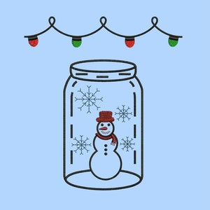 Snowman in Mason Jar Embroidery Design: Christmas Machine Embroidery (Digital Download)