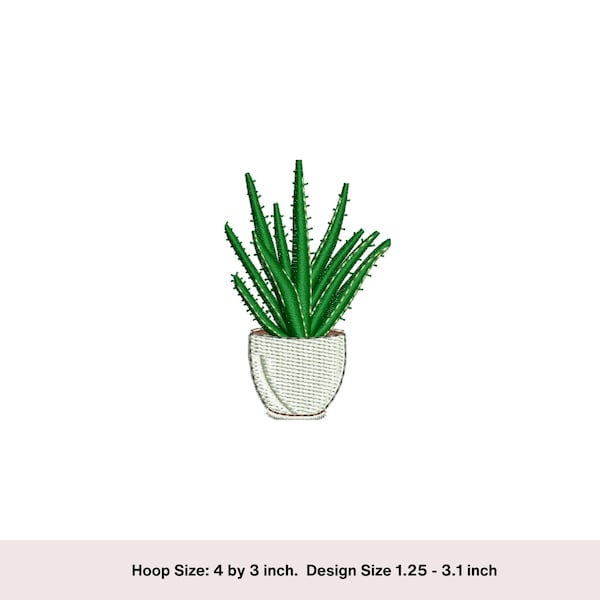 Aloe vera plant embroidery design. Aloe vera plant machine embroidery file digital download. Plant embroidery design. Nature embroidery