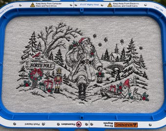 Vintage Christmas Sketch Style Embroidery File, Downloadable Christmas Machine Embroidery Design, Multiple Formats Included, two sizes