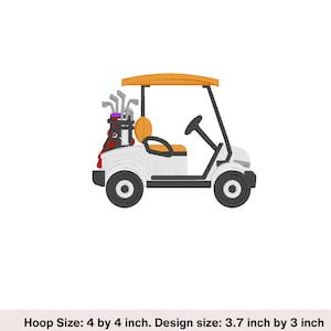 Golf Cart Stickdatei. Golf Stickdatei für die Stickmaschine. 10 mal 10 cm Stickrahmen. Sport Stickdatei. Stickdatei
