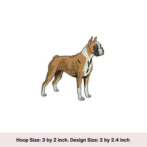 Embroidered Boxer Dog design, Machine embroidery digital download, 3 by 2 inch embroidery file. Boxer Dog embroidery. Dog lovers design