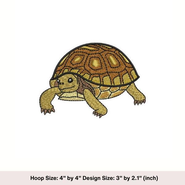 Tortoise machine embroidery design, 4 by 4 inch hoop, Animal embroidery design. Embroidered digital download Tortoise embroidery