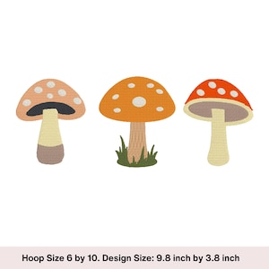 Mushroom embroidery design. Mushroom border machine embroidery digital download. Cottagecore embroidery instant download. 6 by 10 inch hoop