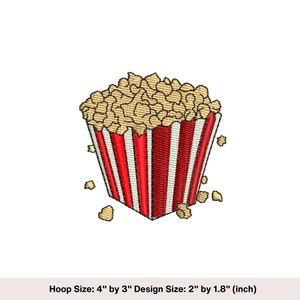 Box of Popcorn embroidery deign, Popcorn machine embroidery digital download, Filled embroidery design. Fun junk food embroidery