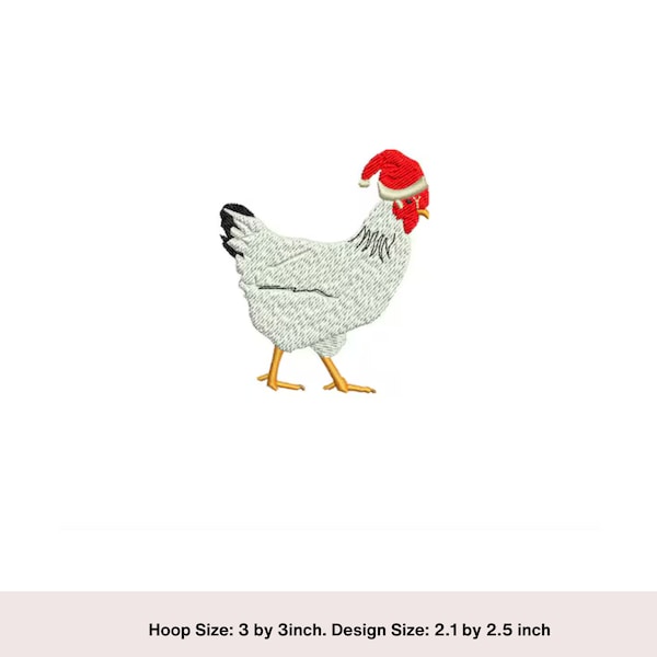 Adorable poulet de Noël en téléchargement numérique pour broderie Machine - Idéal pour les projets de couture pour les fêtes - Motif de broderie poulet.