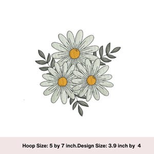 Daisy Flowers Embroidery Design: Floral Bouquet (Digital Download)