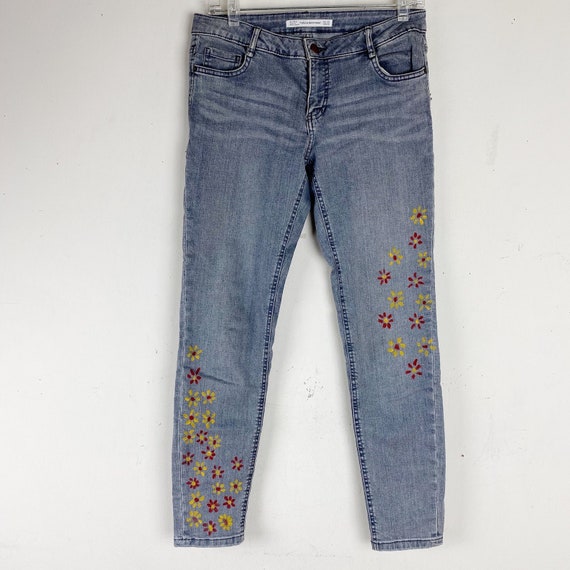 zara flower jeans