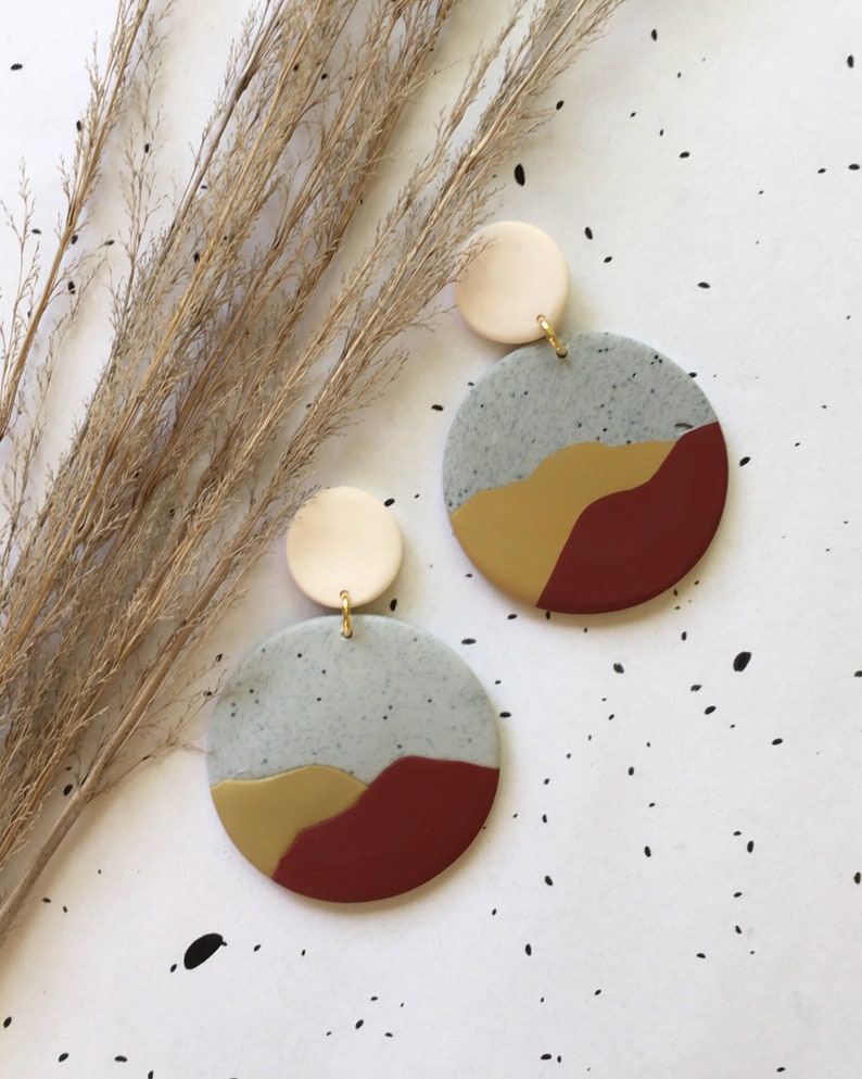 Handmade Polymer Clay Desert Stud Earrings / White Granite Etsy