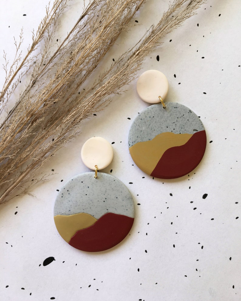 Handmade Polymer Clay Desert Stud Earrings / White Granite Etsy