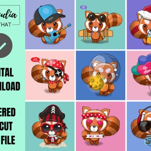 16 Cute Red PANDA SVG - Nice Cartoon Pet PNG for Silhouette