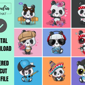 19 Bonito panda de dibujos animados SVG / Linda mascota PNG