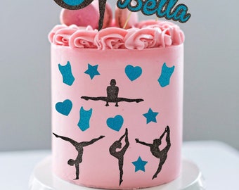 Cake Topper decoration set Gymnast Dance cupcake display Happy Birthday Party Celebration Age Banner Dancer gymnastics dancing personalised