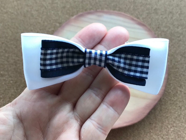 Blue gingham school Bow