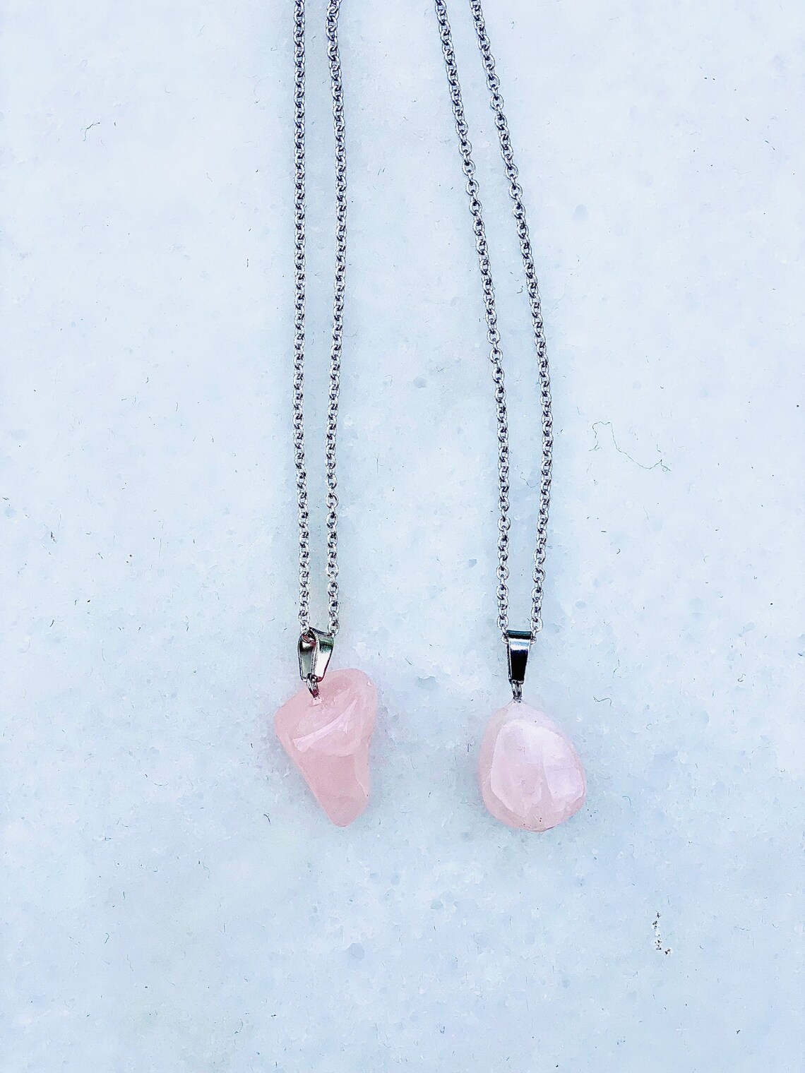 Rose quartz crystal necklace Clearance