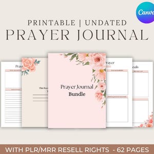 Prayer Journal Canva Template: Bible Study & Gratitude (Digital Download)