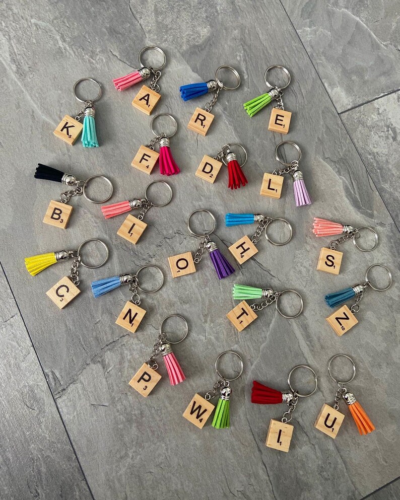 Scrabble Letter Keychains Stocking Stuffer Custom Personalised Keyrings