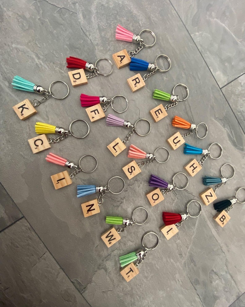 Scrabble Letter Keychains Stocking Stuffer Custom Personalised Keyrings