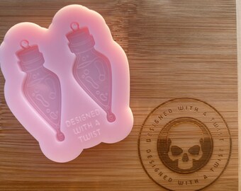 Luck Potion Earring Silicone Mold. Liquid Luck Mold. Silicone mould for resin craft. Liquid Luck Potion earring mold