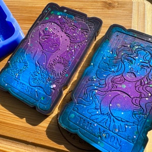 Silikonform Die Sonne und Mond Tarotkarten Wachs schmelzen Silikonform für Wachs, Resin, Ton, Fondant, Schokolade, Seife, Cake Toppers & mehr.