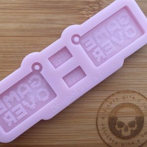 Game Over Ohrring Silikonform. Spiel über Ohrring Mould. Silikonform für Resin-Basteln.