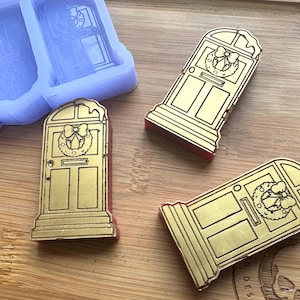 Christmas Door Silicone Mould for Wax, Resin, Clay, Fondant, Chocolate, Isomalt, Soap, Cake Toppers & More. Silicone Mold.