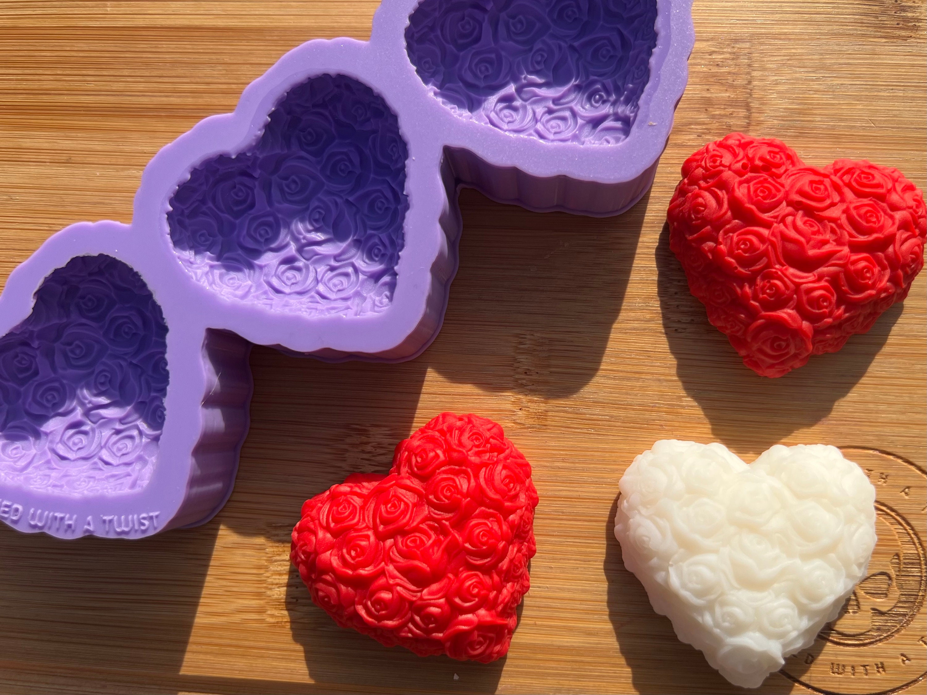 Rose Heart Silicone Mold. Rose Wax Melt Silicone Mould. Heart Silicone Mould Etsy