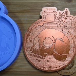 Single Round Skull Bottle Wax Melt Silicone Mold for Wax. Skull Wax Melt Silicone Mould. Wicca Silicone Mold