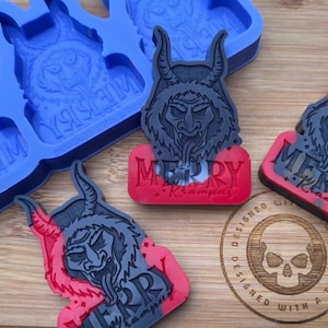 Merry Krampus Wax Melt Silicone Mold for Wax. Krampus Wax Melt Silicone Mould. Christmas Silicone Mold. Silicone Mould