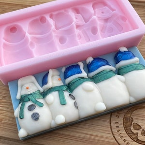 Turning Snowman Torso Snapbar Silicone Mold for Wax. Wax Melt Silicone Mould.