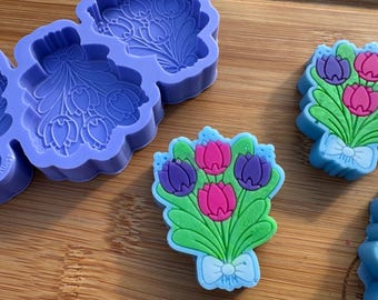 Bunch of Flowers Silicone Mould for Wax, Resin, Clay, Fondant, Chocolate, Isomalt, Soap, Cake Toppers & More. Silicone Mold.