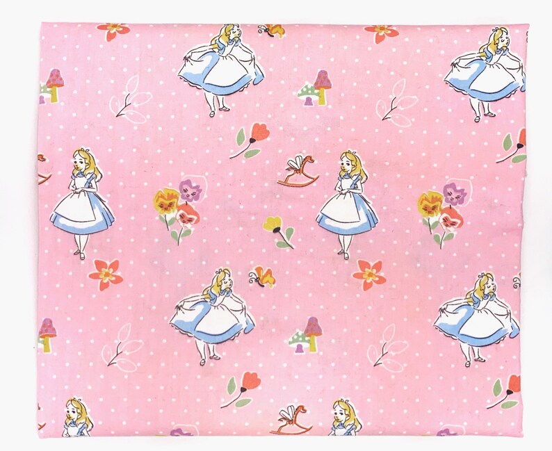 Alice in Wonderland Pink Cotton Fabric by the Yard Etsy
