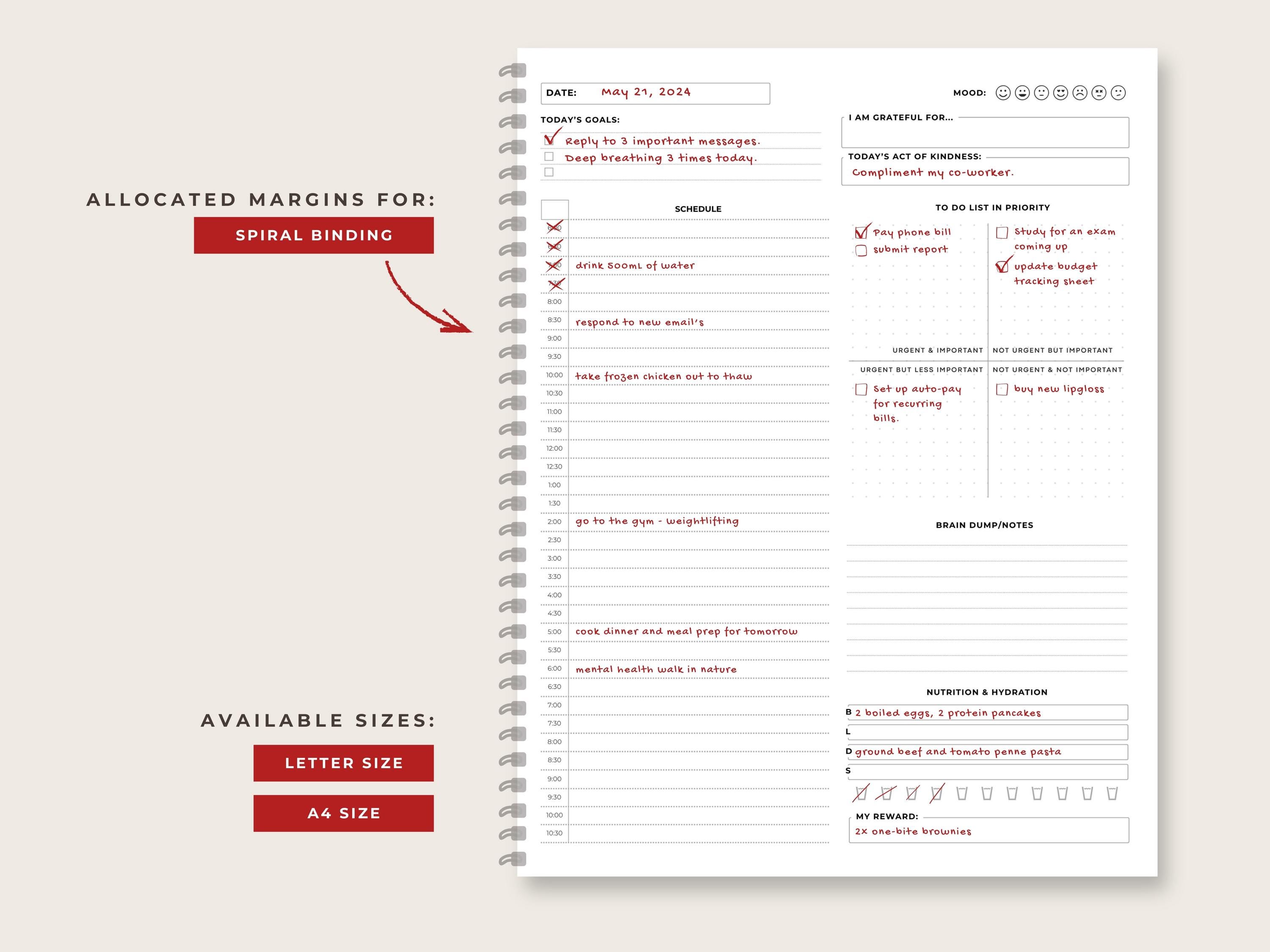 Undated Daily Weekly Monthly Planner Set, ADHD Friendly (instant ...