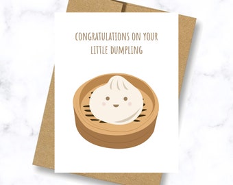 Little Dumpling Baby Card | New Baby Card | Congratulations Baby Card | Baby Card | Funny Baby Card | New Born Card |