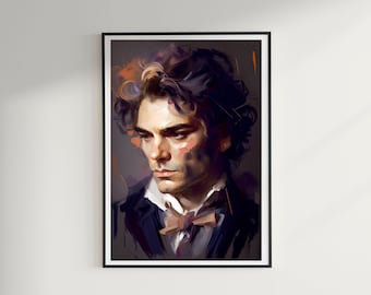 Beethoven Oil Digital Painting| Digital Print| Musical Art Prints| Ludwig Van Beethoven Poster and Digital Download
