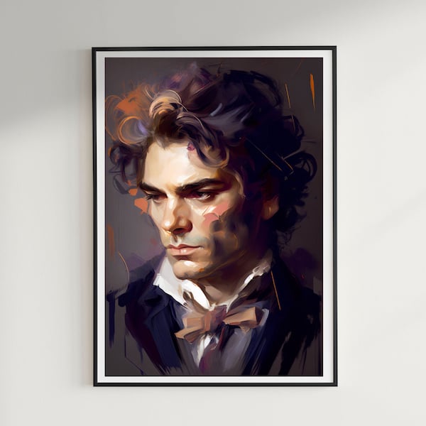 Beethoven Oil Digital Painting| Digital Print| Musical Art Prints| Ludwig Van Beethoven Poster and Digital Download