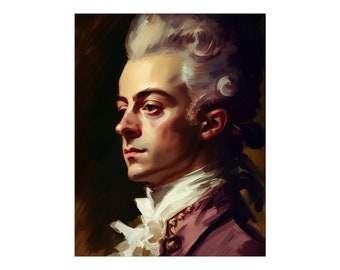 Affiche de peinture à l'huile numérique de Mozart | Affiche de compositeur classique | Papier d'archivage de qualité supérieure
