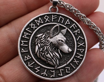 Wolf Necklace Pendant Vintage Wolf Head Animal Women Silver Jewelry Men X1O1