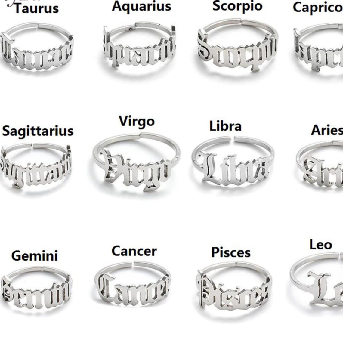 Zodiac Ring Adjustable Zodiac Ring Astrology Ring Old Etsy